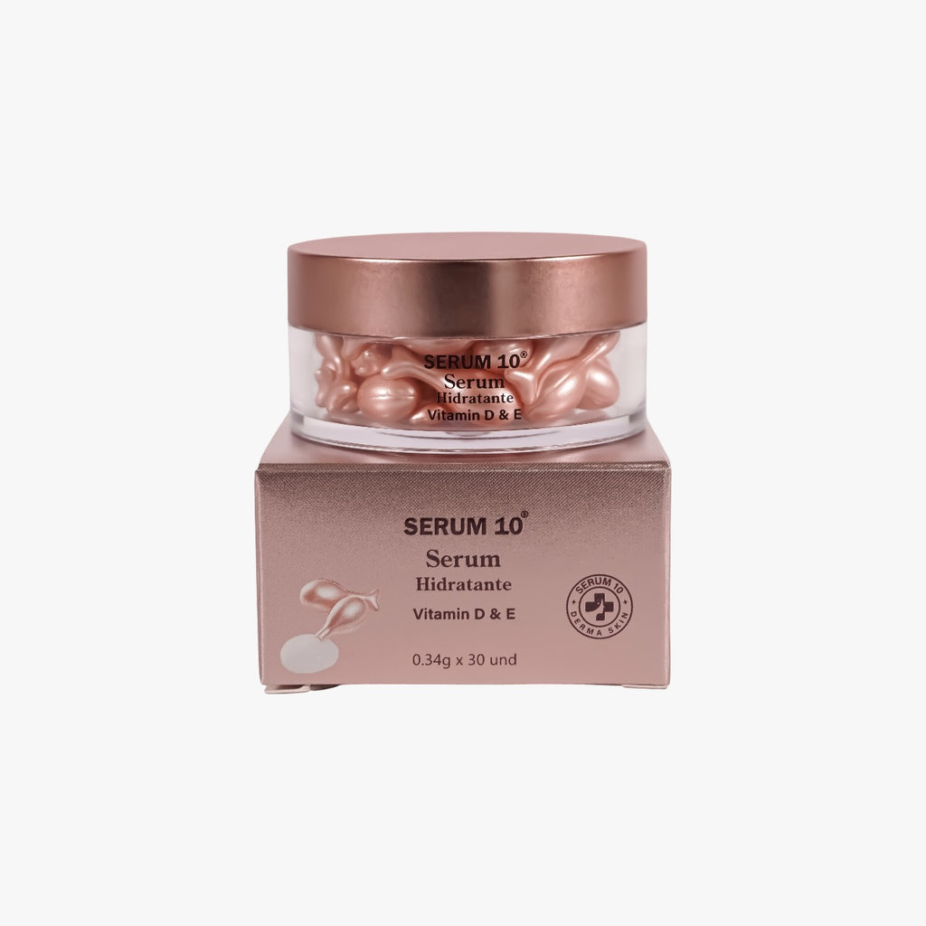 Cápsulas de Sérum Hidratante Serum 10° con Vitaminas D & E: ¡El Secreto de una Piel Radiante!
